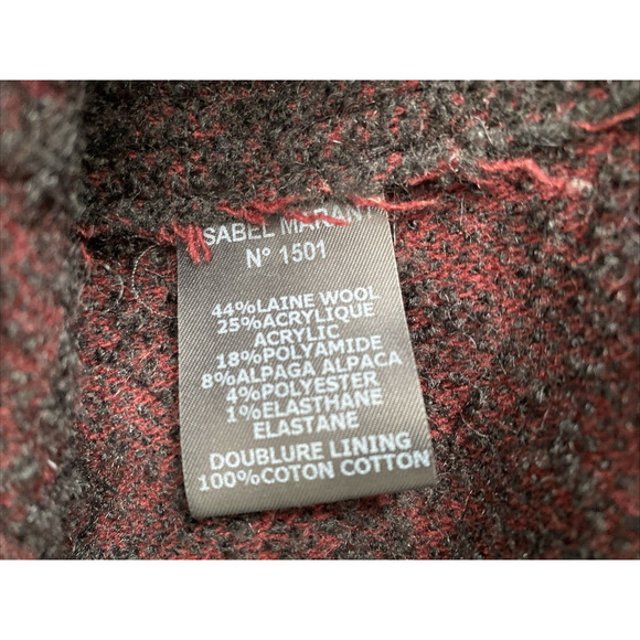 Isabel Marant Boucle Knit Moto Jacket Blazer Burgundy Black Zip Front Wo… - Picture 6 of 8